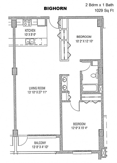Residences at Capitol Heights Apartment Homes in Denver, Colorado Bighorn Floor Plan
